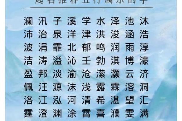 五行属水的字有哪些 了解与水相关的汉字及其含义