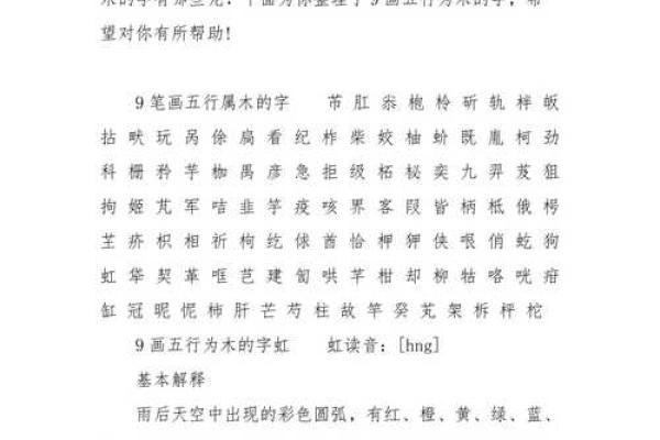 五行属木的字汇总与精选解析