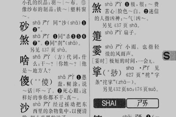 莎字在五行中的分类分析