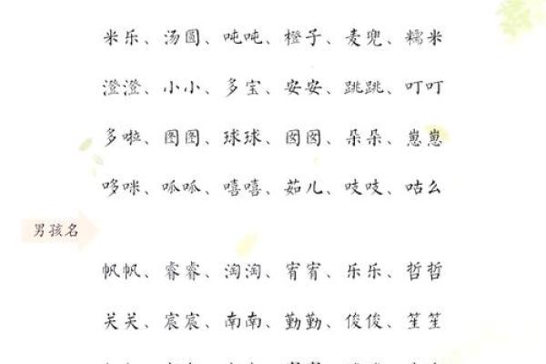 清新甘甜宝宝名