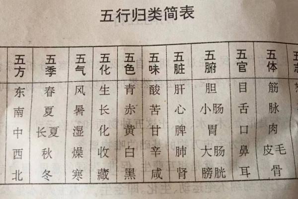 五行对照表的详细查询指南
