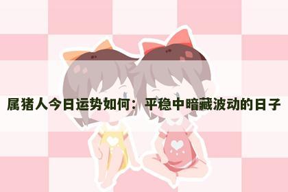 属猪人今日运势如何：平稳中暗藏波动的日子